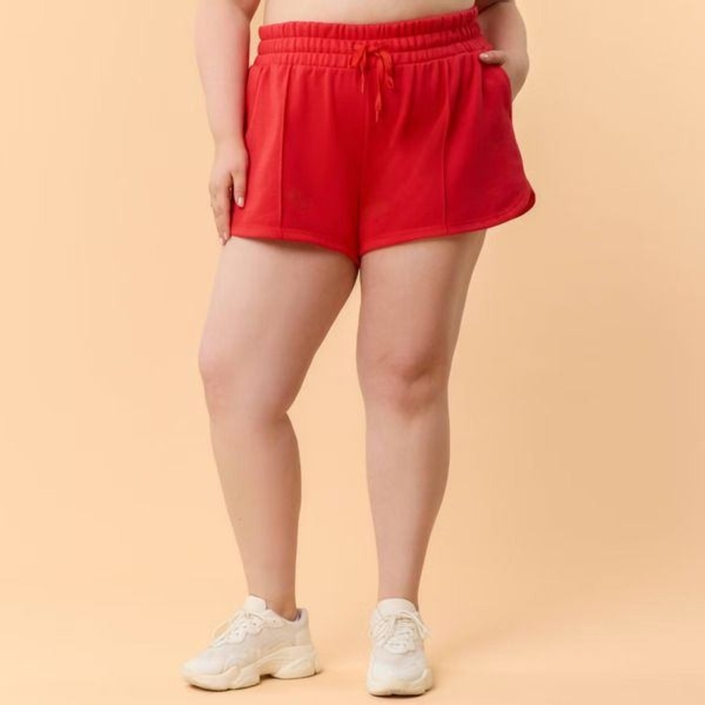Blogilates Marshmallow Dolphin Short Red Fleece Lounge Athletic 1X New